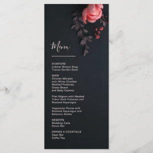3D Flowers Rose Dark Romantic Wedding Menu