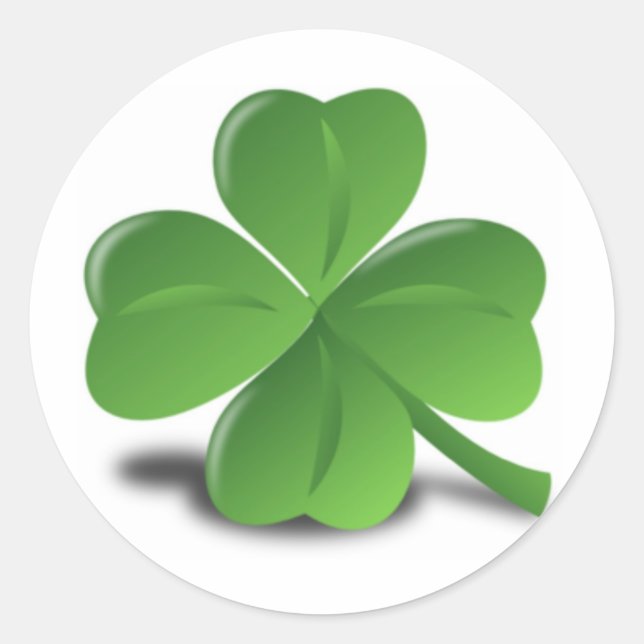 3D Four Leaf Clover Classic Round Sticker (Front)