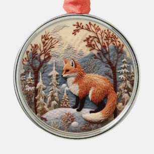 3D Fox Woodland Chirstmas Animal  Metal Ornament