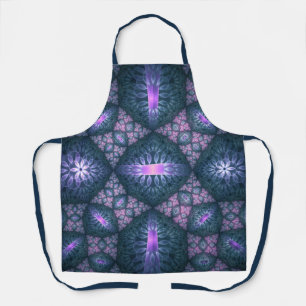 3D Fractal Art Abstract Pattern Blue Purple Pink Apron