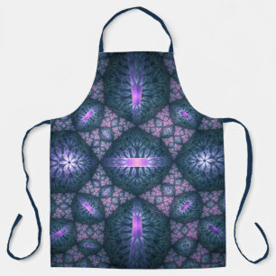 3D Fractal Art Abstract Pattern Blue Purple Pink Apron