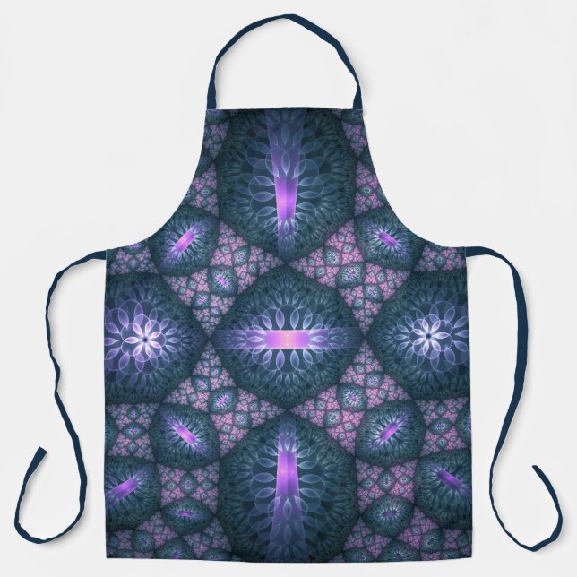 3D Fractal Art Abstract Pattern Blue Purple Pink Apron (Front)