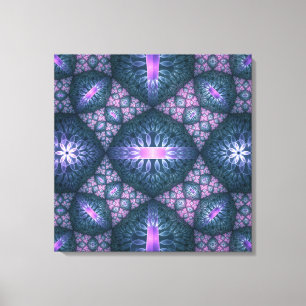 3D Fractal Art Abstract Pattern Blue Purple Pink Canvas Print