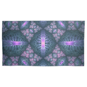3D Fractal Art Abstract Pattern Blue Purple Pink Pillowcase