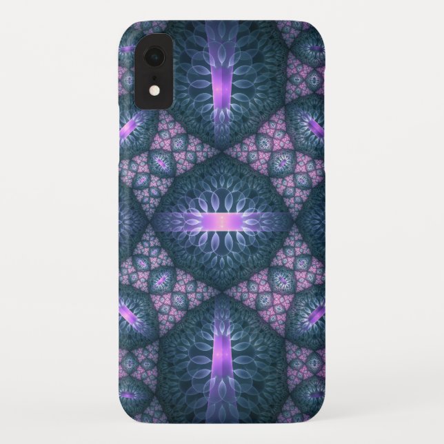 3D Fractal Art Pattern Turquoise Purple Pink Case-Mate iPhone Case (Back)