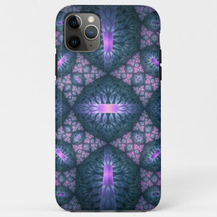 3D Fractal Art Pattern Turquoise Purple Pink iPhone 11 Pro Max Case