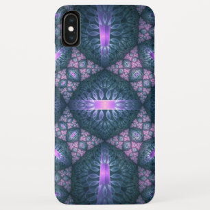 3D Fractal Art Pattern Turquoise Purple Pink iPhone XS Max Case