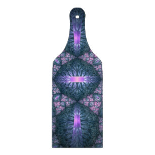 3D Fractal Art Pattern Turquoise Purple Pink Cutting Board