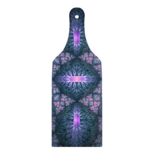 3D Fractal Art Pattern Turquoise Purple Pink Cutting Board (Front)
