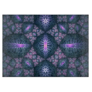 3D Fractal Art Pattern Turquoise Purple Pink Cutting Board
