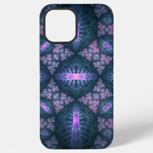 3D Fractal Art Pattern Turquoise Purple Pink iPhone 12 Pro Max Case