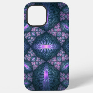 3D Fractal Art Pattern Turquoise Purple Pink iPhone 12 Pro Max Case