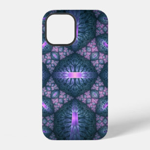 3D Fractal Art Pattern Turquoise Purple Pink iPhone 12 Case