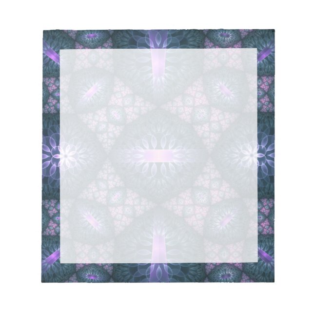 3D Fractal Art Pattern Turquoise Purple Pink Notepad (Front)