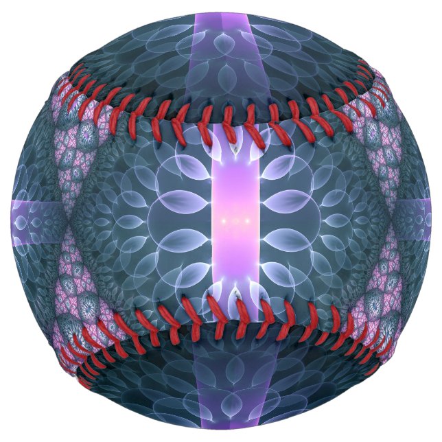 3D Fractal Art Pattern Turquoise Purple Pink Softball (Front)