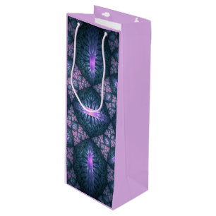 3D Fractal Art Pattern Turquoise Purple Pink Wine Gift Bag