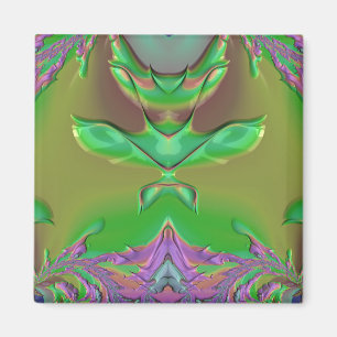 3D Fractal Design Green Purple Orange Magnet