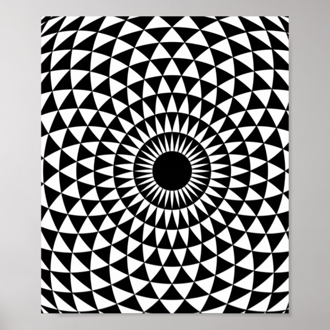 3D Fractal Optical Eye Pop White Illusion Poster (Front)