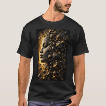 3D Fragmented Face Cubes Black T-Shirt