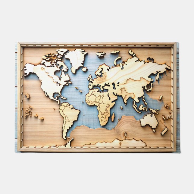 3D Framed World Map Doormat (Front)