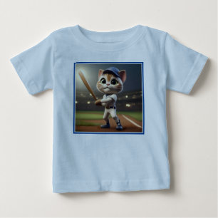 3D Funny Baseball Cat, Baby T-Shirt