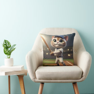 3D Funny Baseball Cat, Cushion