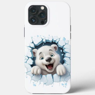 3d Funny Bear Break Ice iPhone 13 Pro Max Case