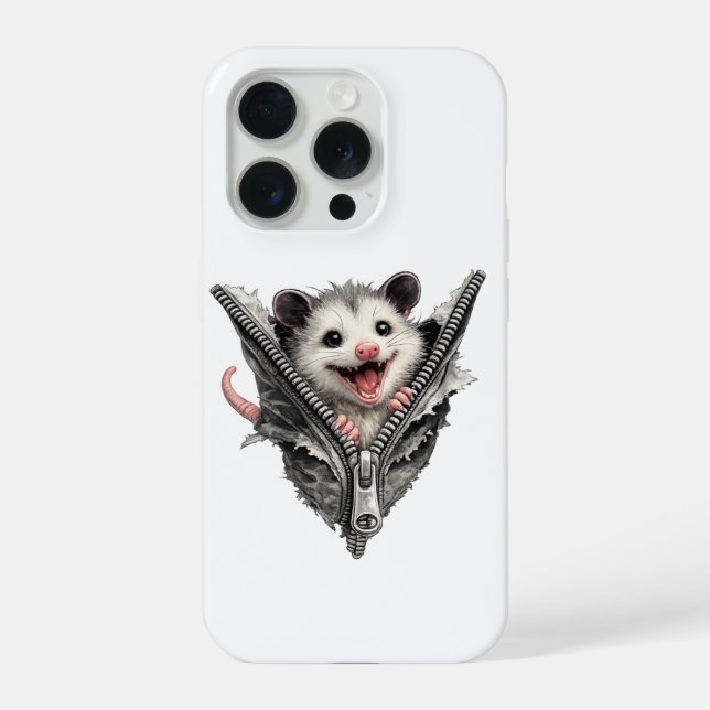 3D Funny Opossum in Zipper Pocket iPhone Case (Back)