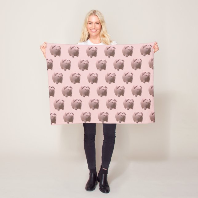3D Funny Pig Year Birthday choose colour Fleece 2 Blanket (In Situ)