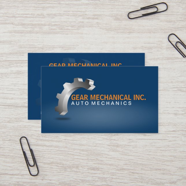 3D Gear Mechanical Business Card (Front/Back In Situ)