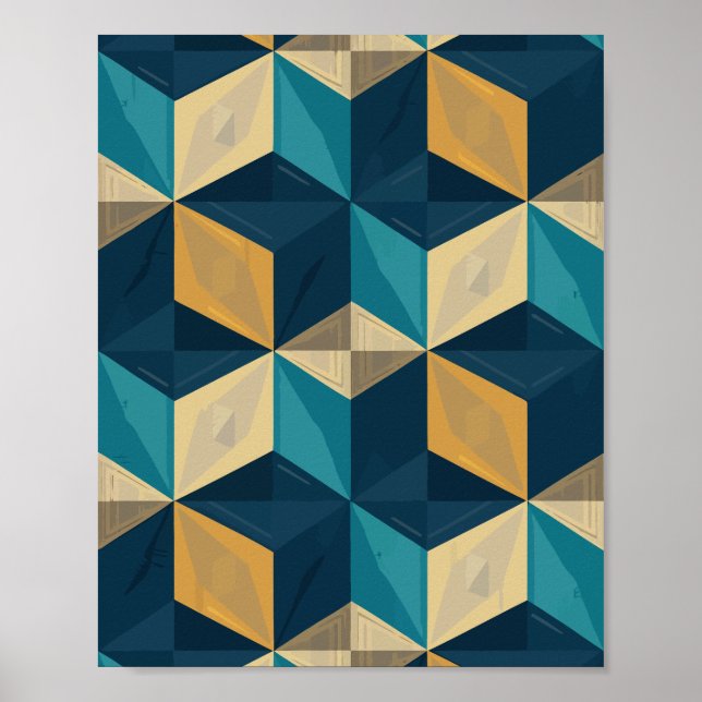 3D Geometric Cubes Poster (Front)