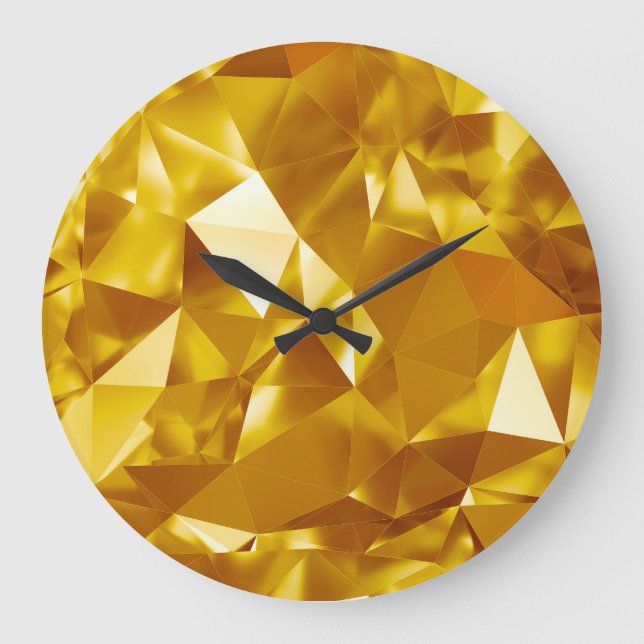 3D Geometric: Metallic Background Design Large Clock (Front)