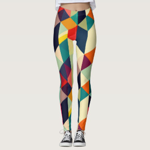 3D Geometric Pattern RETRO Chic Colourful Leggings