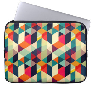 3D Geometric Pattern RETRO Mid Century Vibrant Laptop Sleeve