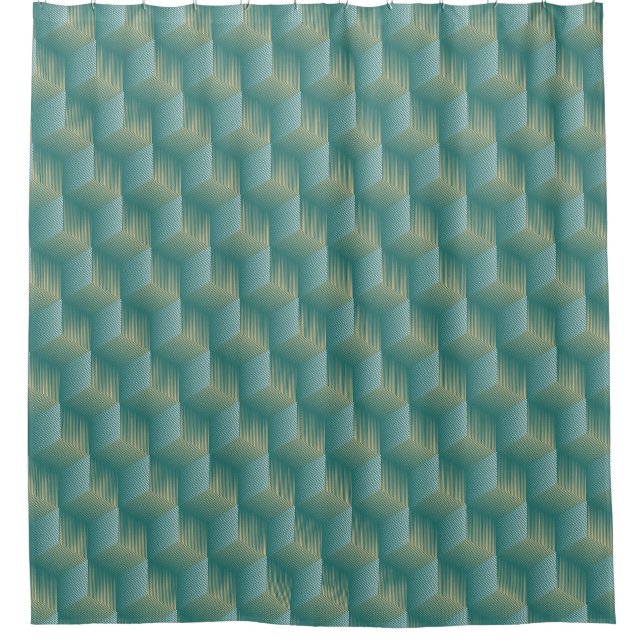 3d Geometric Pattern Shower Curtain (Front)