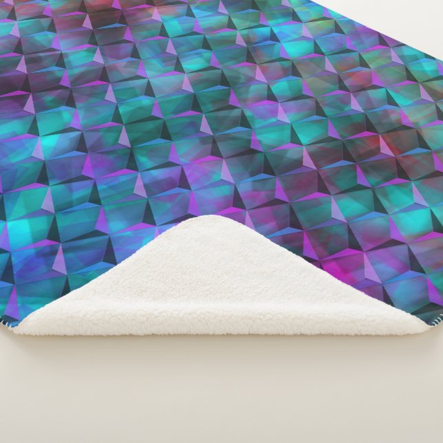 3D geometric shapes, stained pink to bluish lilac Sherpa Blanket (3/4)