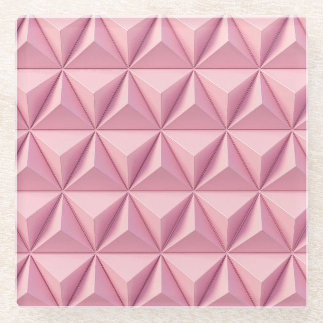 3D geometric triangles: minimalistic background. Glass Coaster (Front)