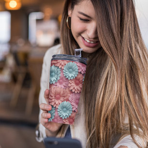 3D Gerbera Floral Thermal Tumbler