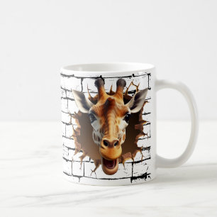 3D Giraffe Wall Break Art – Realistic Safari Coffee Mug