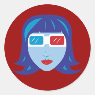 3D Girl Classic Round Sticker