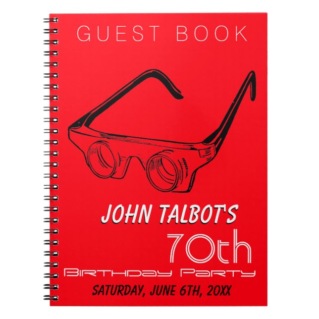3D Glasses 70th Birthday Party Guest Book (Front)