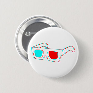 3D Glasses design 6 Cm Round Badge