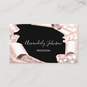 3D Glitter Makeup Artist Rose Pink Black White Business Card
