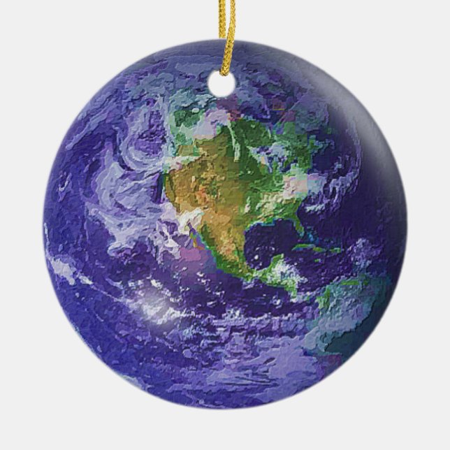 3D Globe Earth Day Ceramic Tree Decoration (Front)