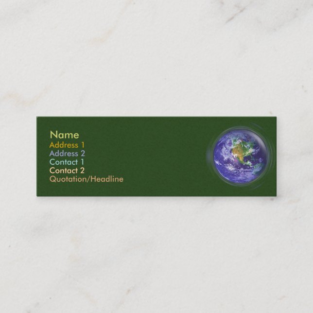 3D Globe Earth Day Mini Business Card (Front)