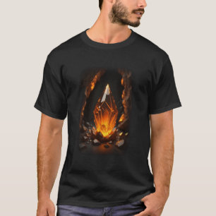 3d Glowing Crystal Orange Red  T-Shirt