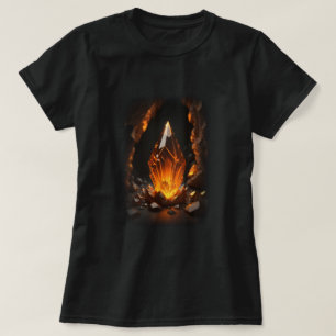 3d Glowing Crystal Orange Red T-Shirt