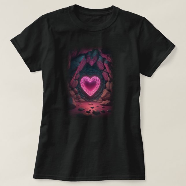 3d Glowing Heart Deep Inside T-Shirt (Design Front)
