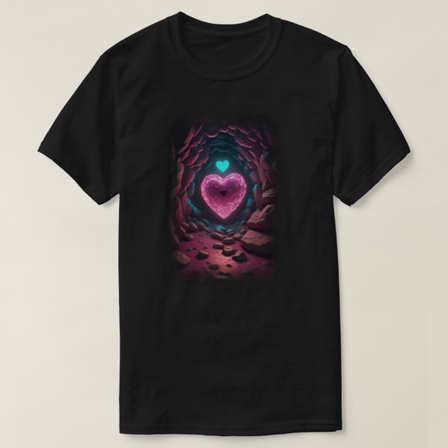 3d Glowing Heart Deep Inside T-Shirt (Design Front)