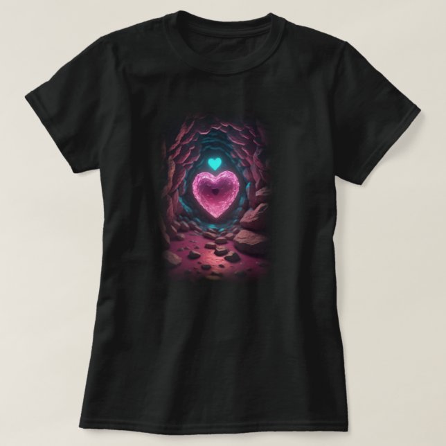 3d Glowing Heart Deep Inside T-Shirt (Design Front)